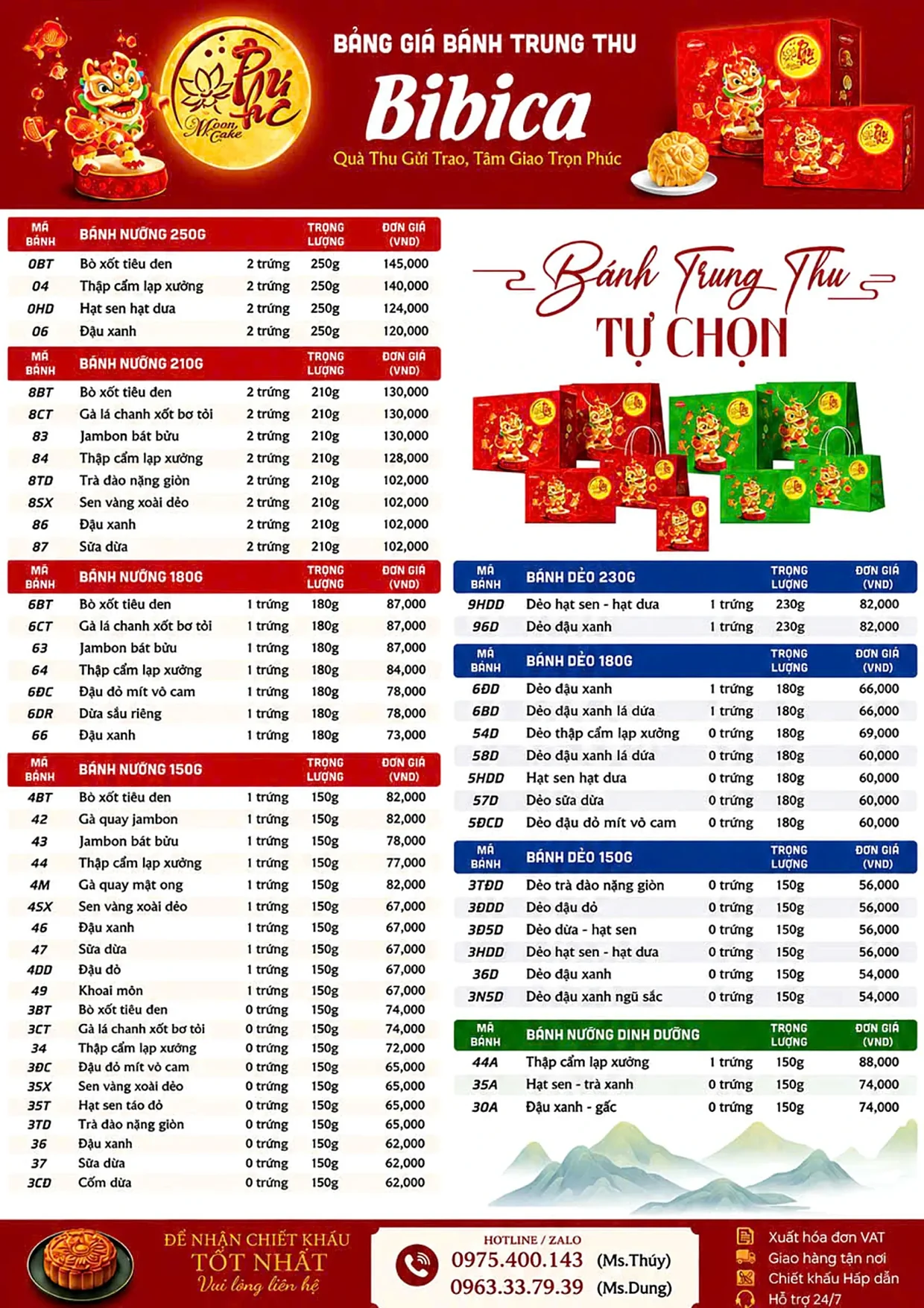Bảng giá bánh trung thu Bibica 2026 – trang 2/2